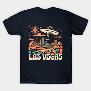 Vintage Retro Las Vegas UFO Illustration - Enigmatic Extraterrestrial Art T-Shirt